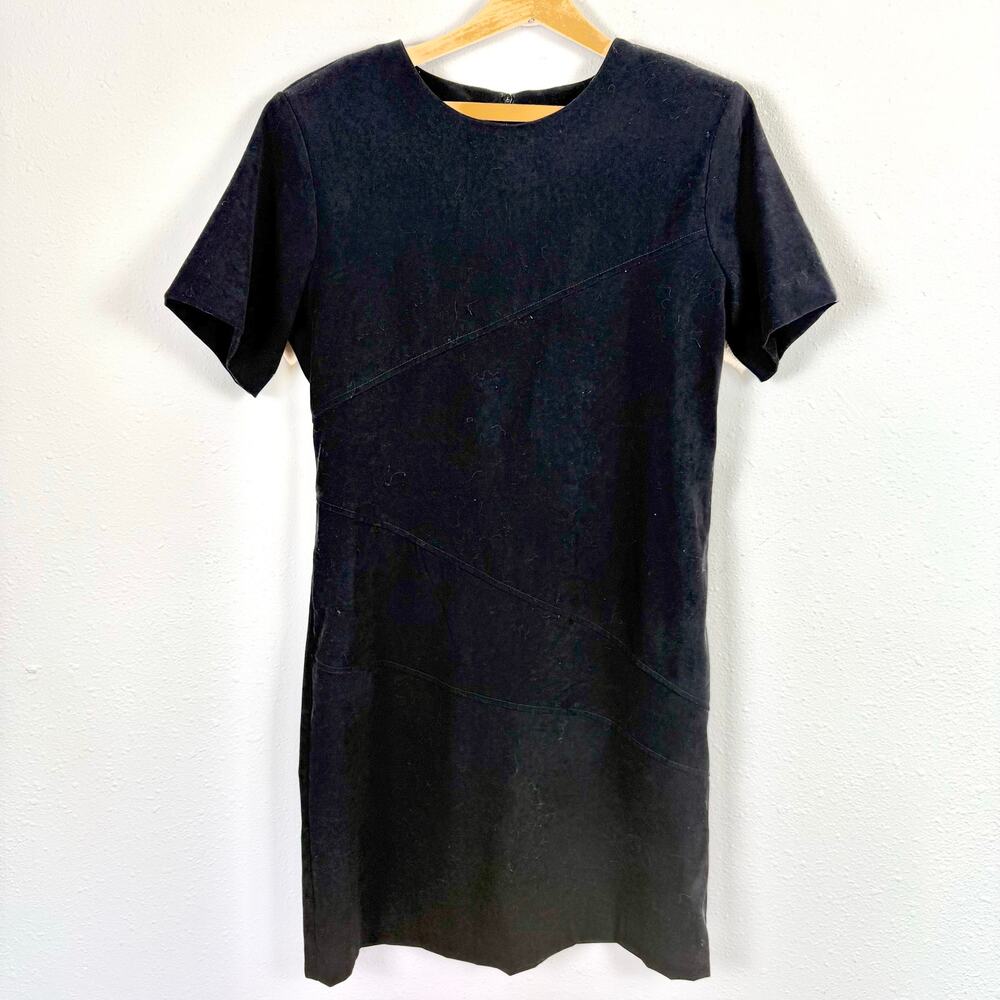 Vintage R&K Originals Women Faux Suede Black Dress Size 8 Classic Minimalist